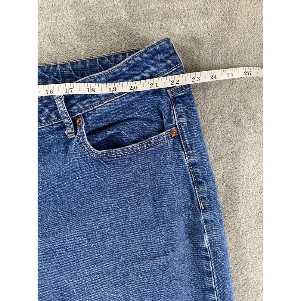 Old Navy Womens Plus 22 Mid-Rise Wide-Leg Jeans Medium Wash Raw Hem Blue Denim - Picture 7 of 14
